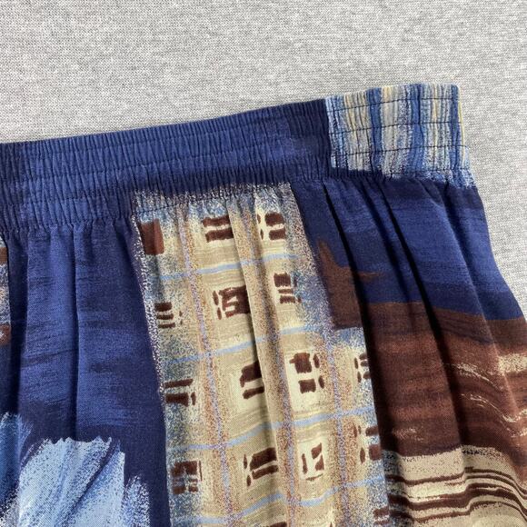 Vintage Y2K 90s Sag Harbor Maxi Skirt Large Blue Brown Geometric Funky Abstract - Picture 12 of 16